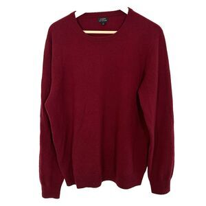 Men's J.Crew Cashmere Sweater Size Large Cranberry Red Crewneck Knit Holidays